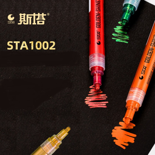 STA 1002 Golden Shine Metallic Marker,6 Color,2mm Tip