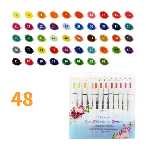 STA 8805 Dual Tip Watercolor Marker Pens Set with Chisel and Fine Tips