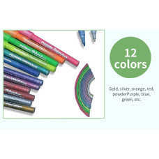 STA 1152 Glitter Marker Pens 6 Color for DIY Photo Album Artist Drawing