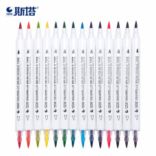 STA 14Pcs Dual Tips 28 Color Watercolor Brush Pens Art Markers for Coloring Book