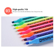 STA 8 Color Fluorescent Highlighter Marker Pens Chisel Tip