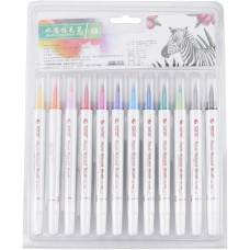 STA Real Brush Pens 12 Colours for Watercolour Painting with Flexible Nylon Brush Tips