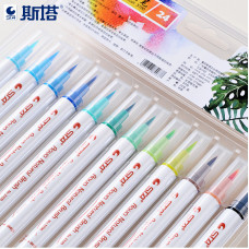STA Real Brush Pens 24 Colors for Watercolor Painting with Flexible Nylon Brush Tips