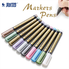 STA 8151 Metallic Marker Pens 10 Colors for Scrapbooking Crafts Rock Painting Metal Ceramic Glass