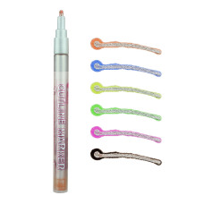 STA Outline Marker 6 Color Glitter Two-Line Pen for DIY Card Photo Album