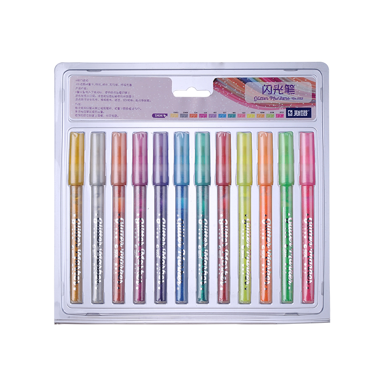 STA 1152 Glitter Marker Pens 12 Color for DIY Photo Album Artist