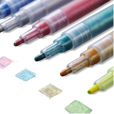 STA 1152 Glitter Marker Pens 6 Color for DIY Photo Album Artist Drawing