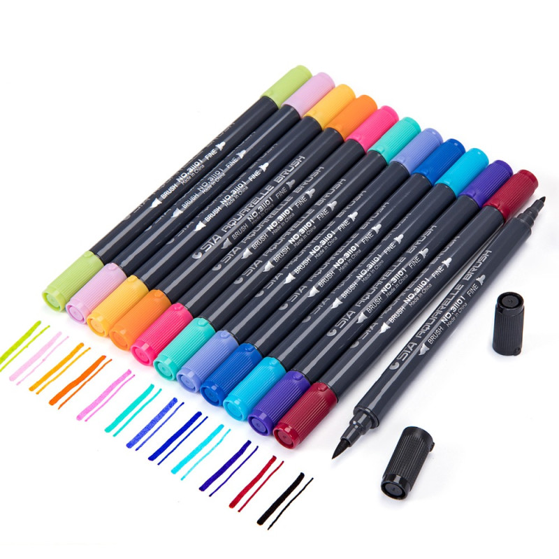 Deepablaze Dual Tip Watercolor Brush Markers - Sta Non-Toxic Water