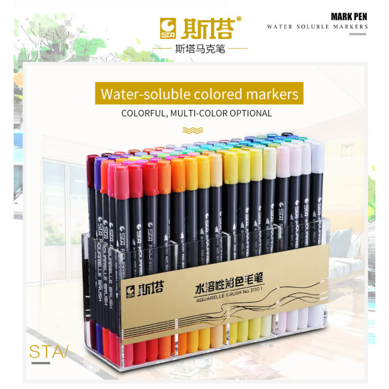  STA 3110 80 Color Dual Head Watercolor Brush Markers Pen Sketch  Drawing Paint Manga Art Supplies (80 Color Set) : Arts, Crafts & Sewing