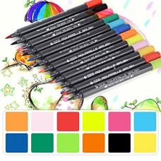 STA 3110 Aquarelle Watercolor Dual Brush Pens Set 12 Colors Art Markers