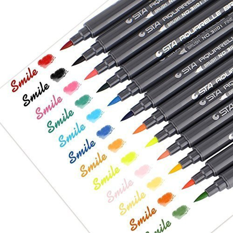 Deepablaze Dual Tip Watercolor Brush Markers - Sta Non-Toxic Water