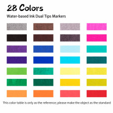 STA 14Pcs Dual Tips 28 Color Watercolor Brush Pens Art Markers for Coloring Book