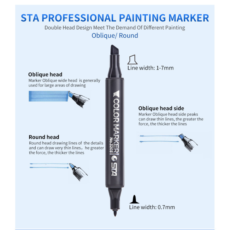 STA 3203 Art Markers Set Dual Headed Artist Sketch Alcohol Based Markers  Pen 30/36/40/48 Colors For Art Design