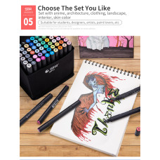 SAT 3203 Twin Art Markers Alcohol Based 30 40 60 80 Color Animaiton Design Set