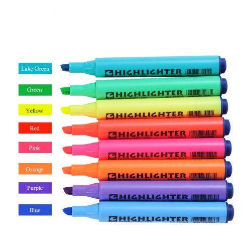 STA 8 Color Fluorescent Highlighter Marker Pens Chisel Tip