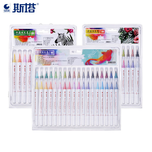 STA Real Brush Pens 36 Colors for Watercolor Painting with Flexible Nylon Brush Tips