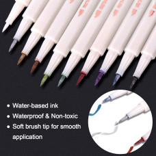 STA 6551BR Metallic Marker Pens 10 Colours Brush Tip for Guest Book Art Card Making DIY Photo Album
