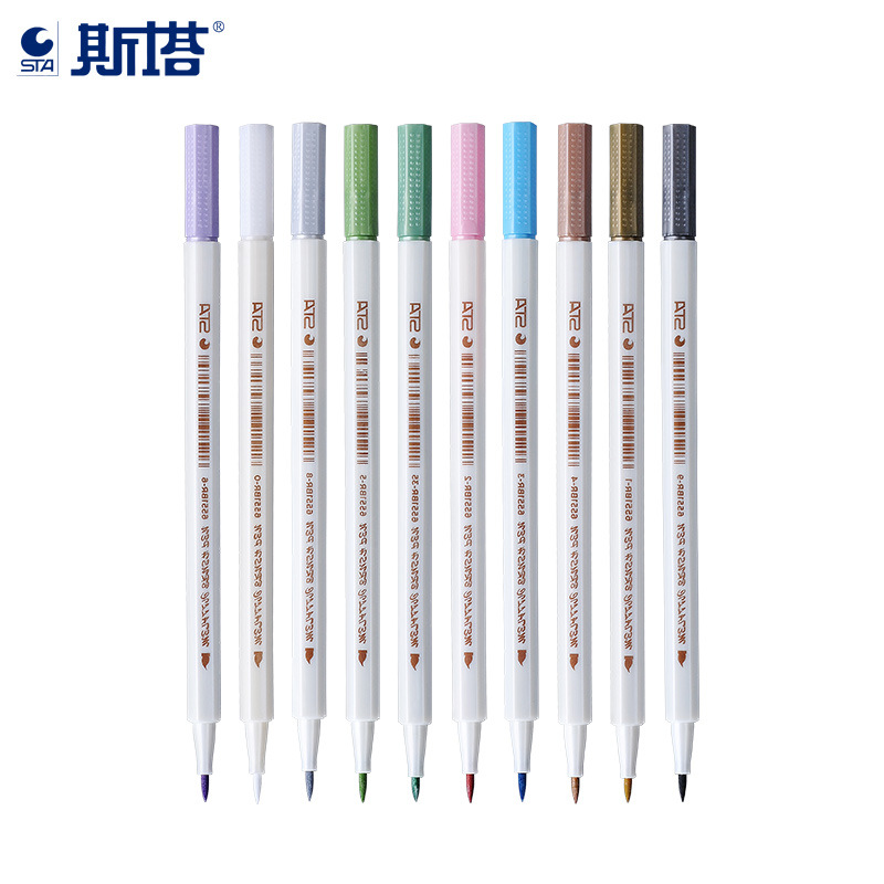 veronderstellen lotus Nodig uit STA 6551BR Metallic Marker Pens 10 Colours Brush Tip for Guest Book Art  Card Making DIY